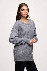 Cozy Knit Cable Crewneck Sweater | Charcoal