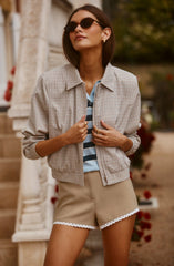 Inixyf Reid Plaid Elastic Hem Jacket