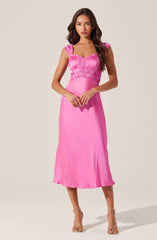 Lbruh Enola Satin Smocked Midi Dress