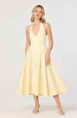 Inixyf Meana Halter Plunge Drop-Waist Midi Dress
