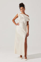 Lbruh Monroe Satin Off Shoulder Maxi Dress