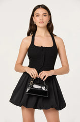 Lbruh Giavanna Mixed Media Halter Mini Dress