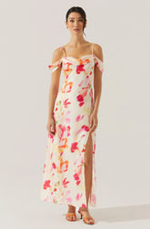 Lbruh Kitura Cold Shoulder Floral Maxi Dress