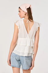 Inixyf Shanteria Crochet Trim Tiered Top