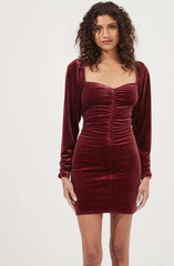 Lbruh Ellsmere Velvet Rouched Long Sleeve Mini Dress