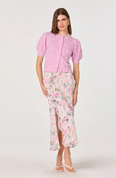Inixyf Ananda Floral Bias-Cut Ruffle Midi Skirt