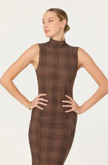 Lbruh Leigha Mock-Neck Plaid Midi Dress
