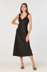 Lbruh Lace Trim Satin Slip Midi Dress