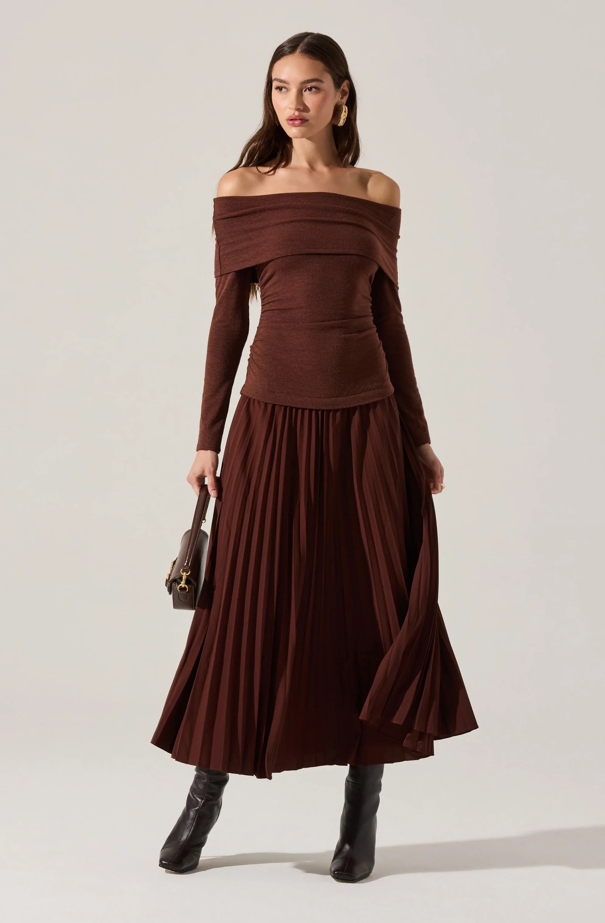Lbruh Tanaia Pleated Mixed Media Maxi Dress