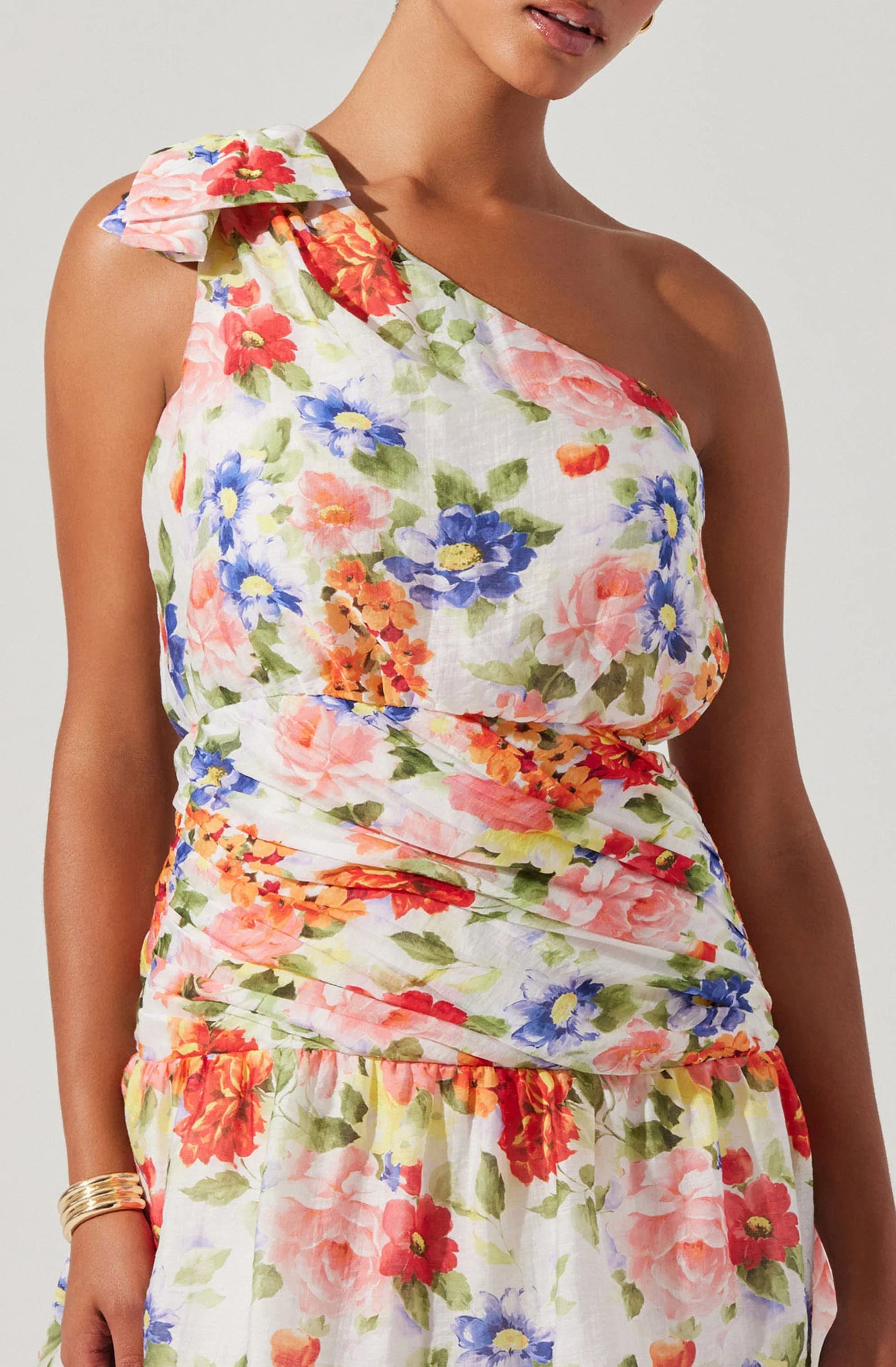 Lbruh Natali One Shoulder Floral Maxi Dress