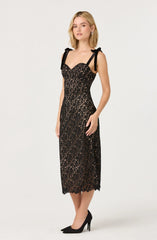 Lbruh Donne Floral Lace Midi Dress