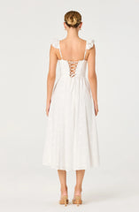 Inixyf Wedelia Ruffle Strap Eyelet Corset Midi Dress