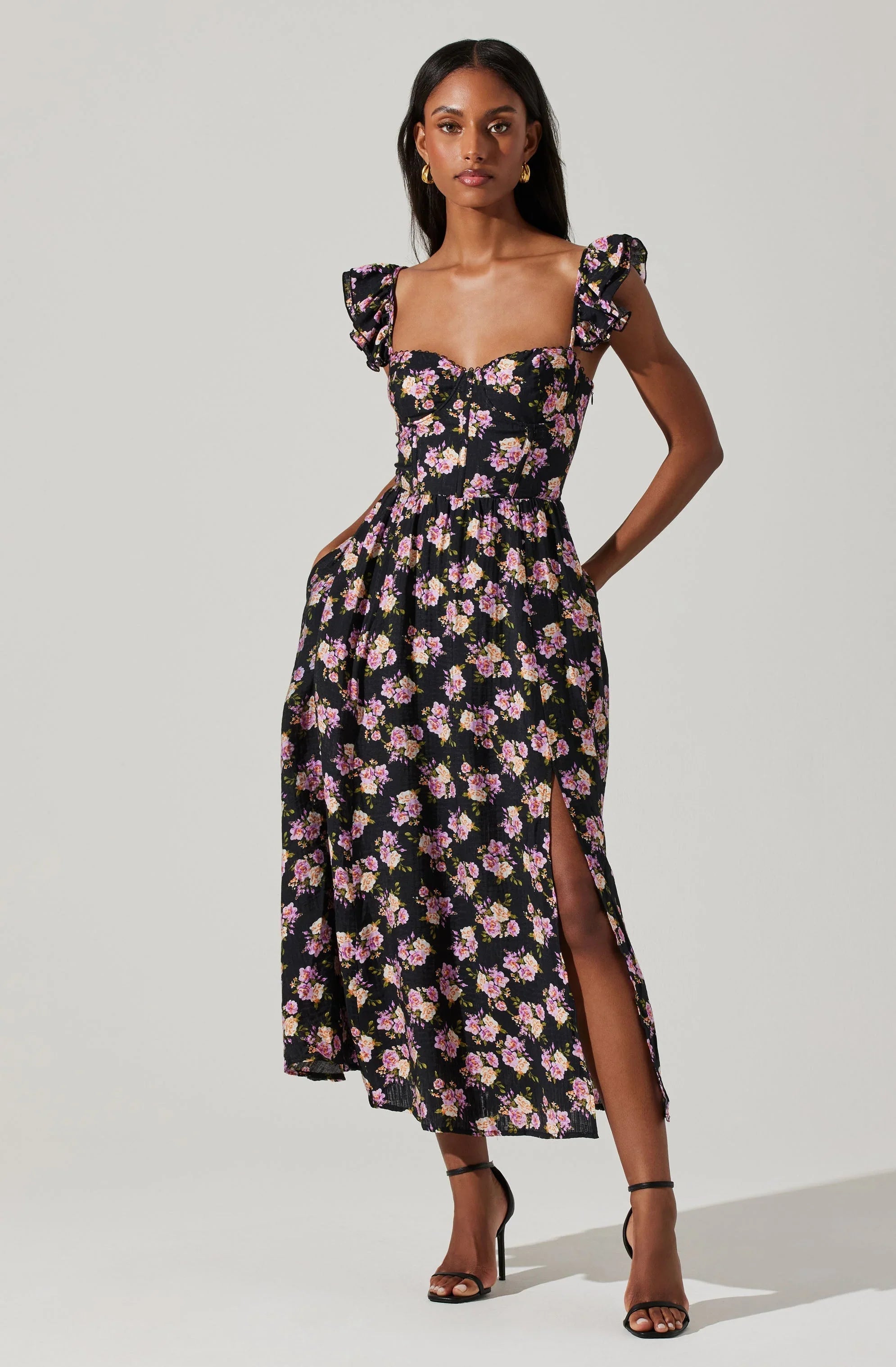 Lbruh Wedelia Floral Bustier Midi Dress