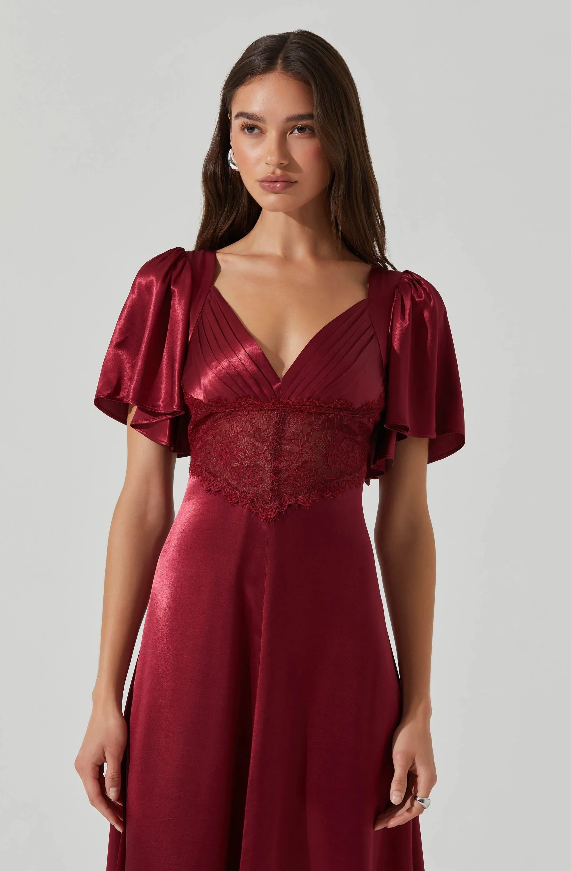 Lbruh Aurelia Satin V-Neck Midi Dress