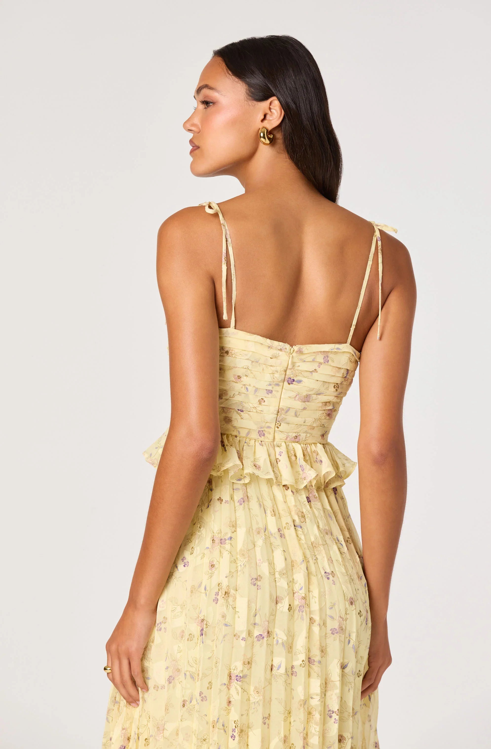 Inixyf Emerys Pleated Floral Midi Dress