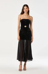 Lbruh Strapless Contrast Belted Midi Dress