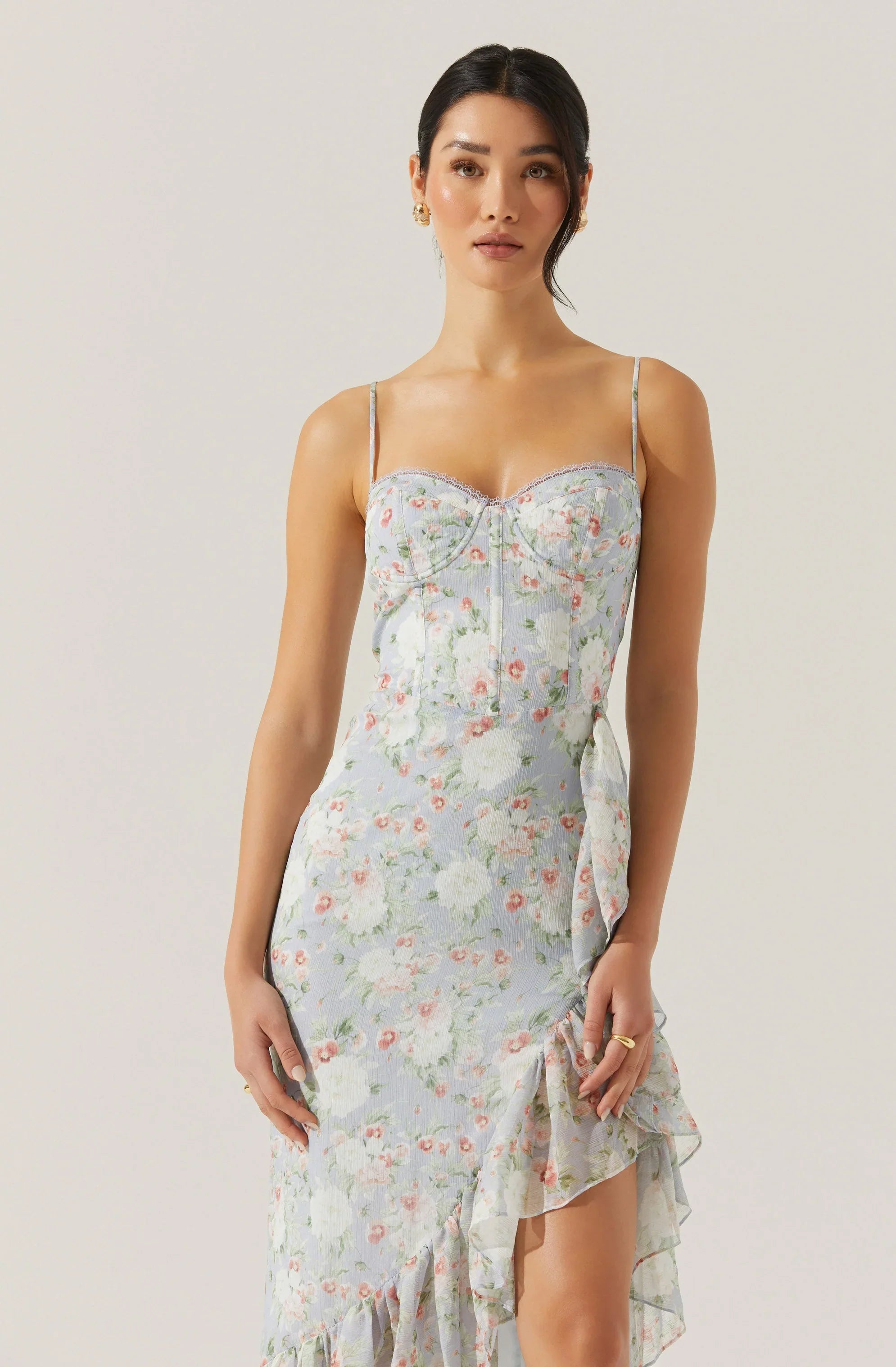 Lbruh Brisbane Asymmetrical Floral Midi Dress