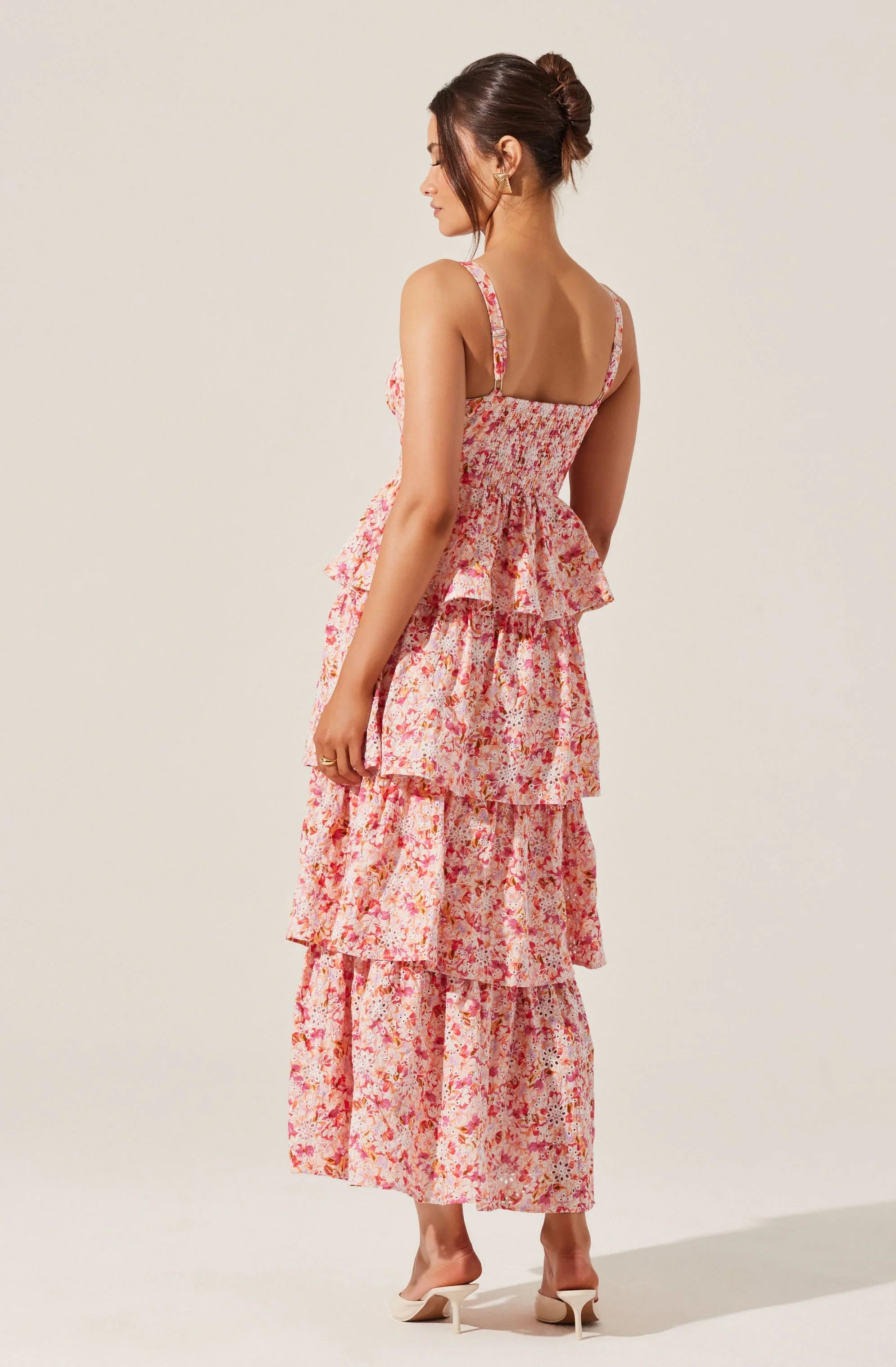 Lbruh Midsummer Eyelet Tiered Floral Maxi Dress
