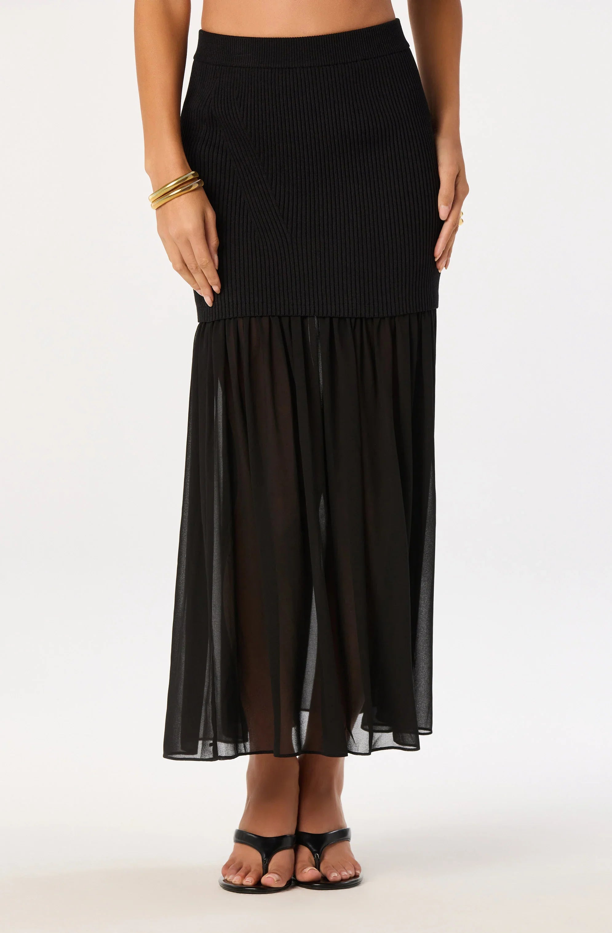 Inixyf Halie Mixed Media Maxi Skirt