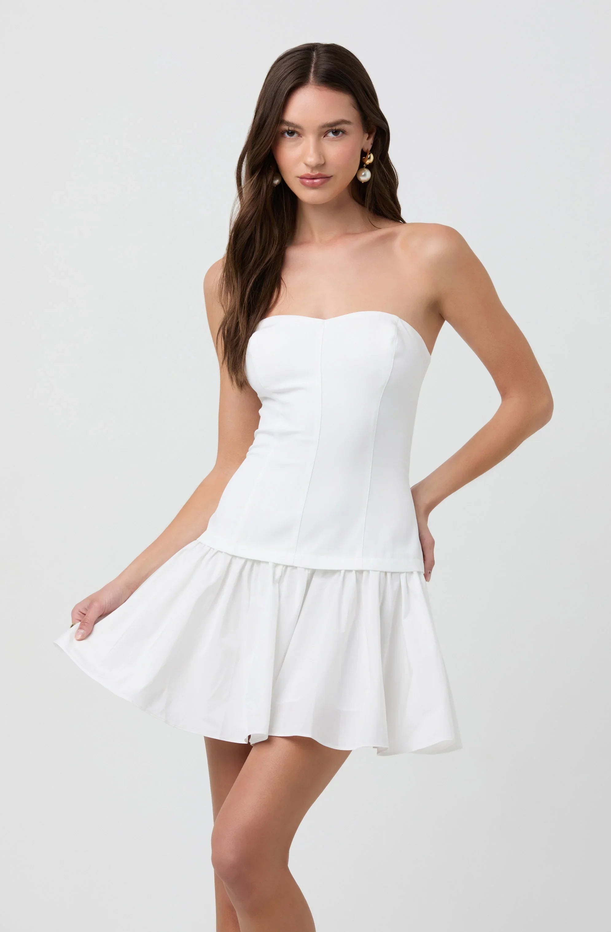 Lbruh Strapless Drop Waist Mini Dress