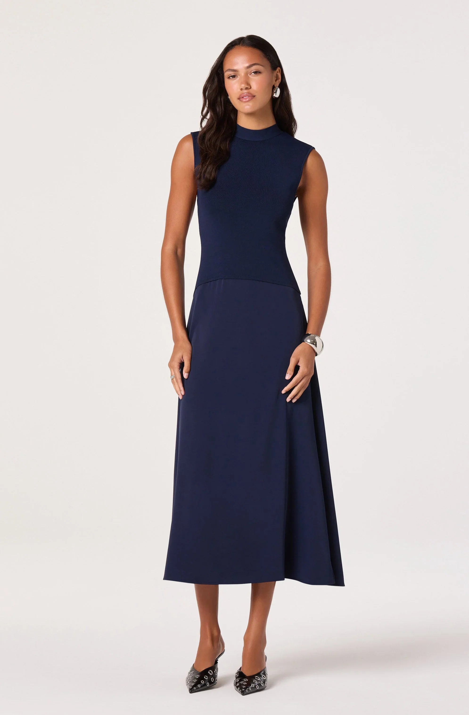 Lbruh High Neck Tie-Back Midi Dress