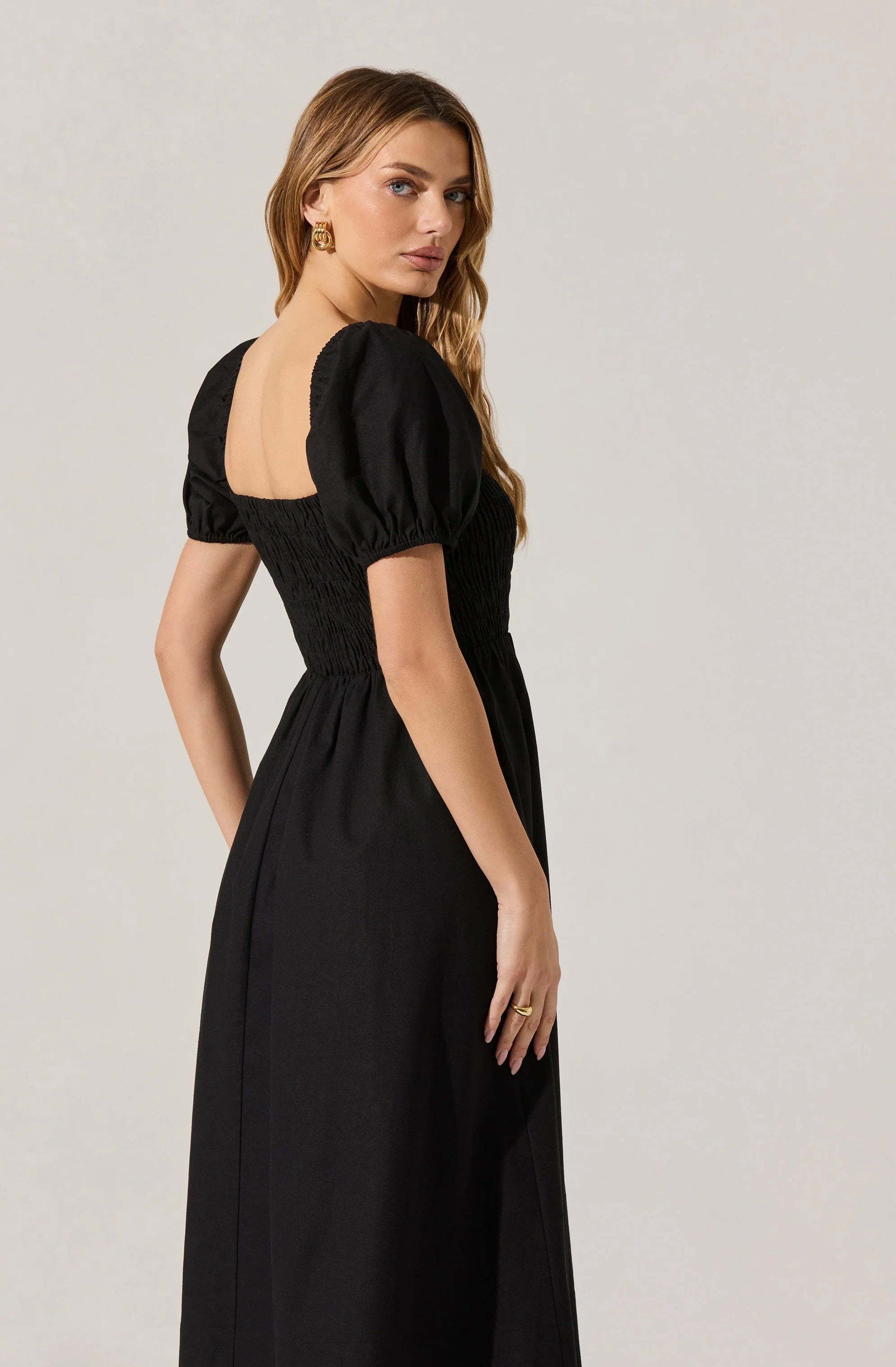 Lbruh Smocked Bow Midi Dress