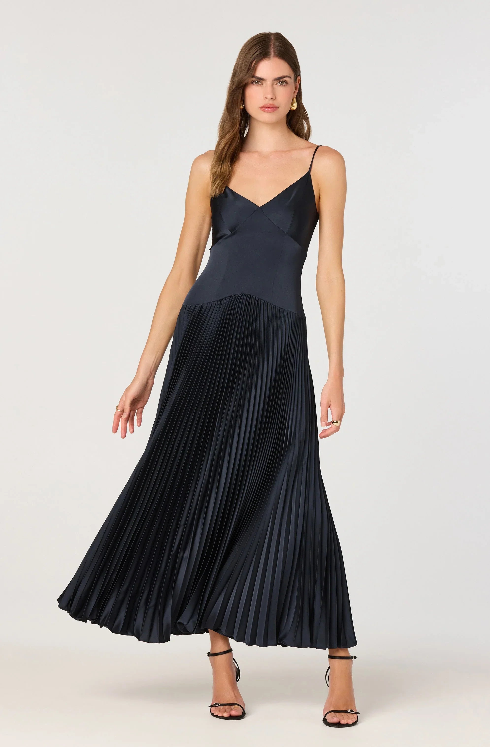 Inixyf Pleated Drop Waist Maxi Dress