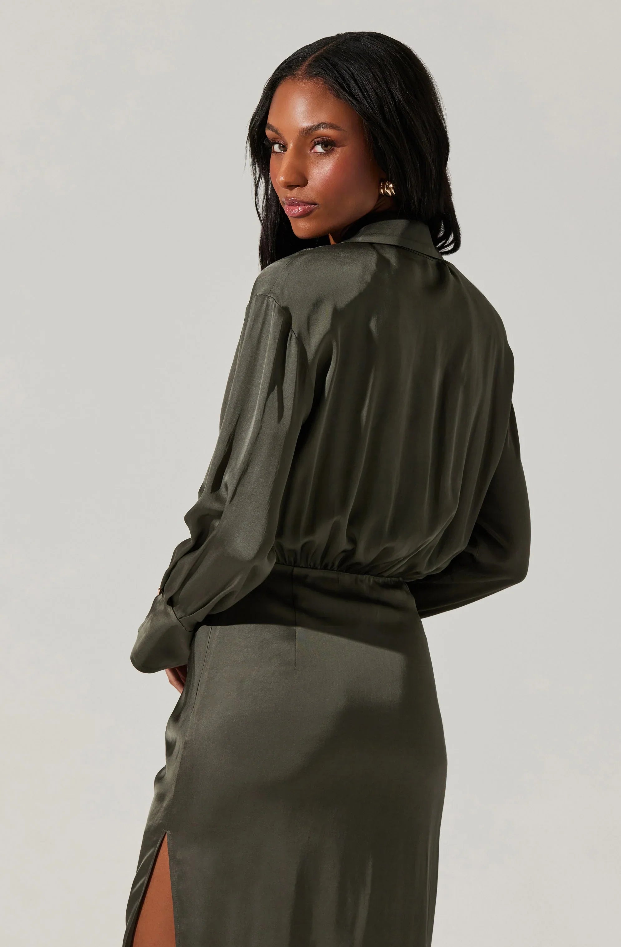 Lbruh Elizabello Satin Midi Shirt Dress
