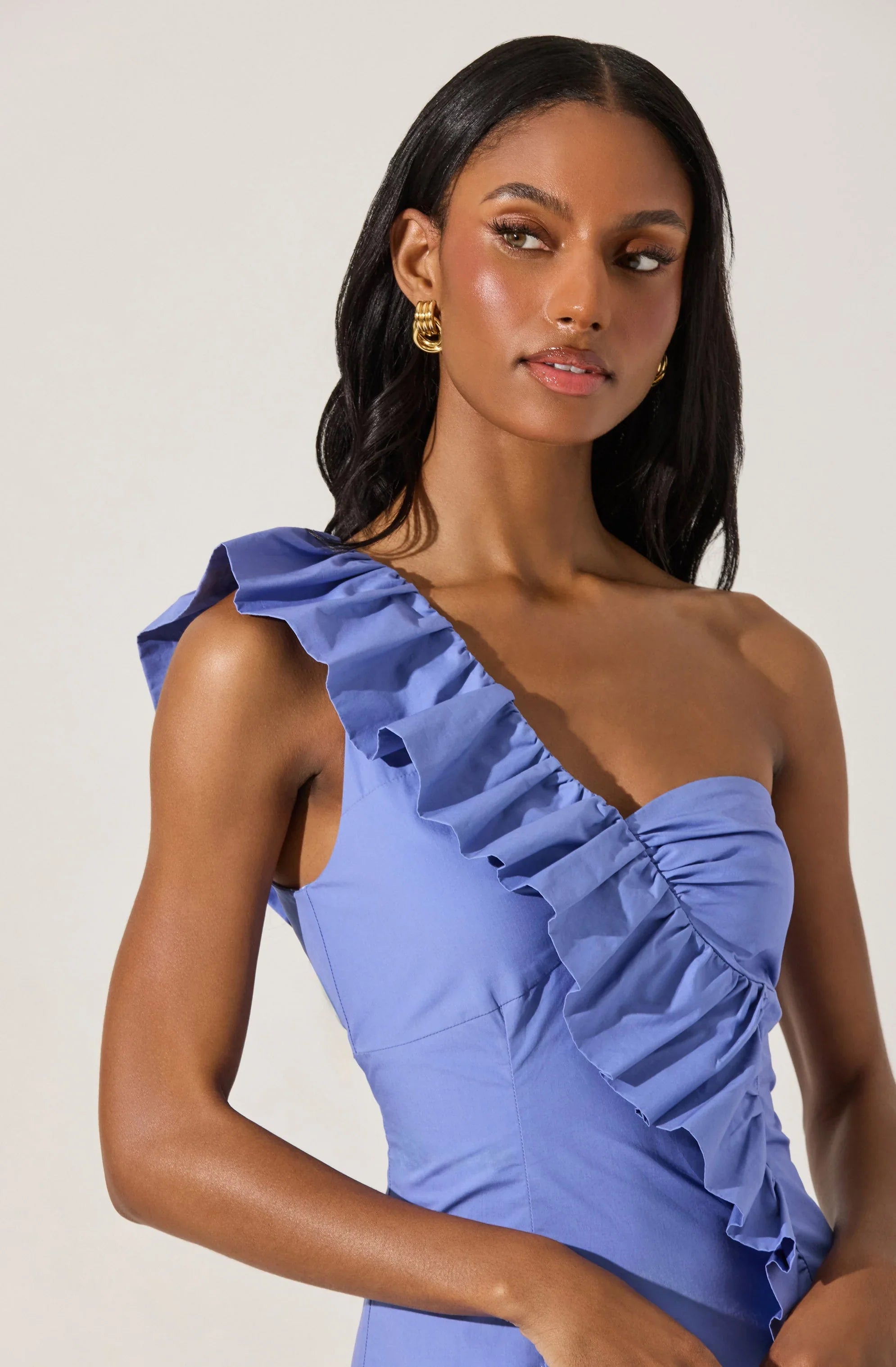 Lbruh One Shoulder Ruffle Mini Dress