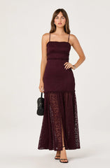Lbruh Ruffle Detail Lace Maxi Dress
