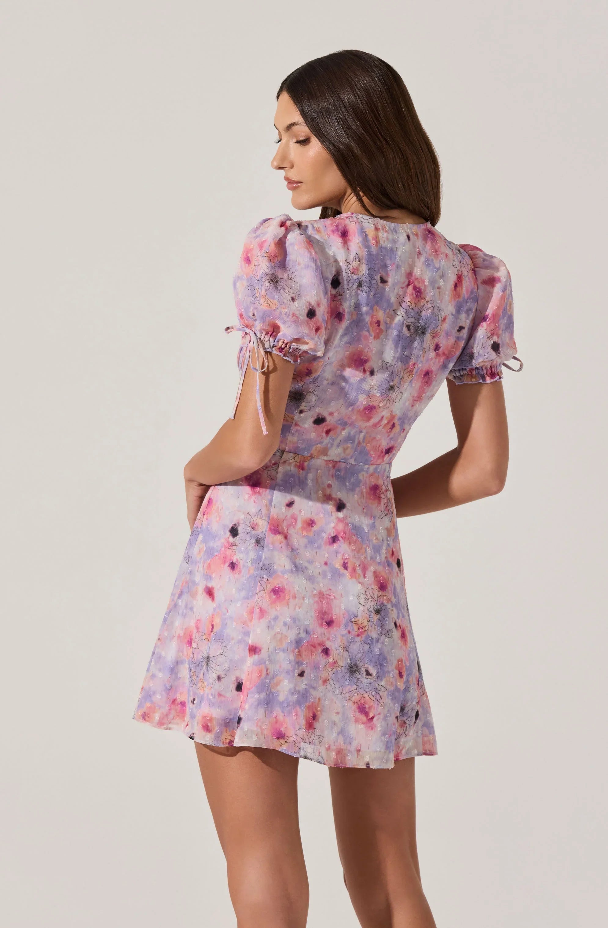 Lbruh Floral Puff Sleeve Mini Dress