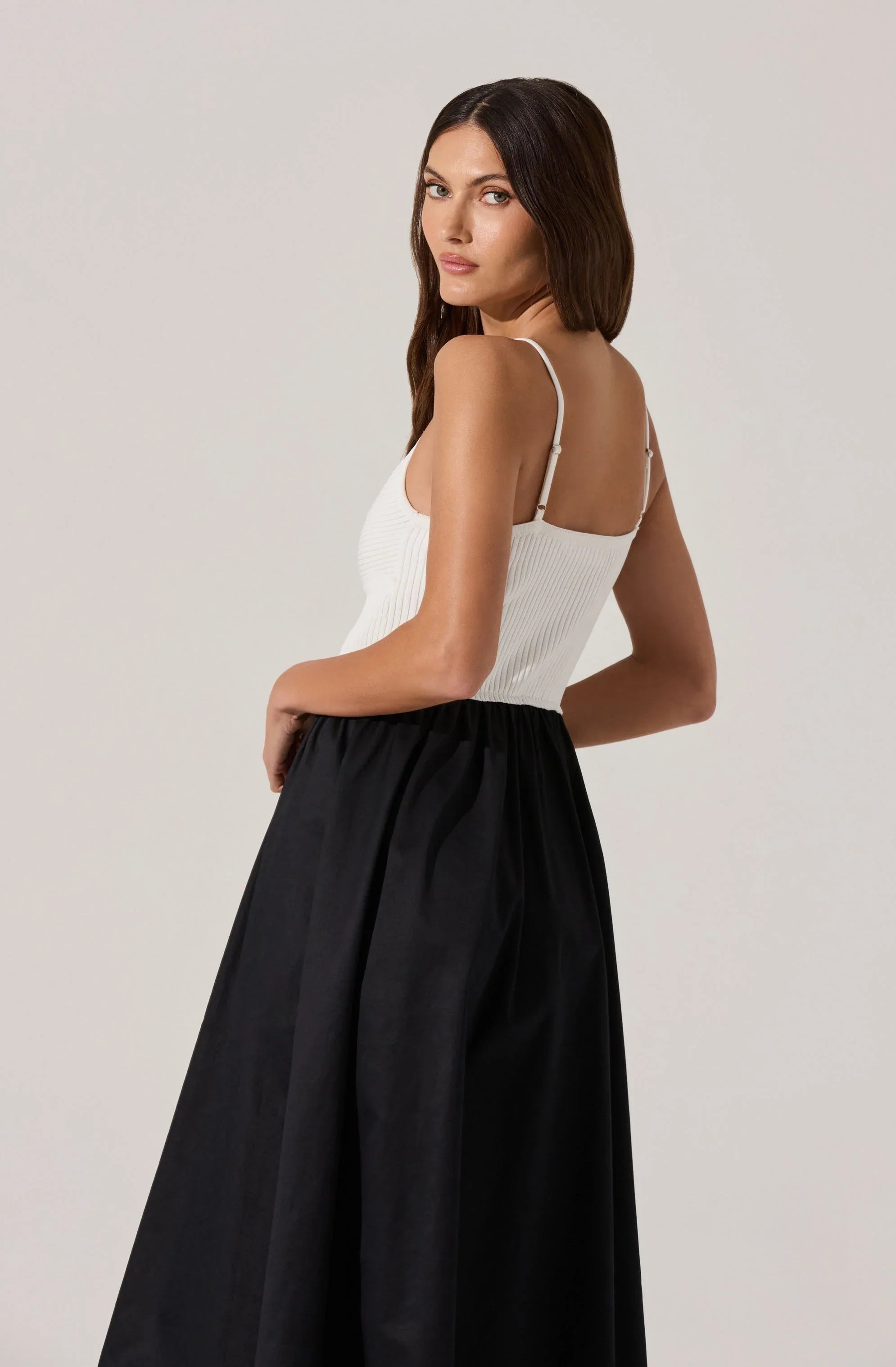 Lbruh Contrast Mixed Media Midi Dress