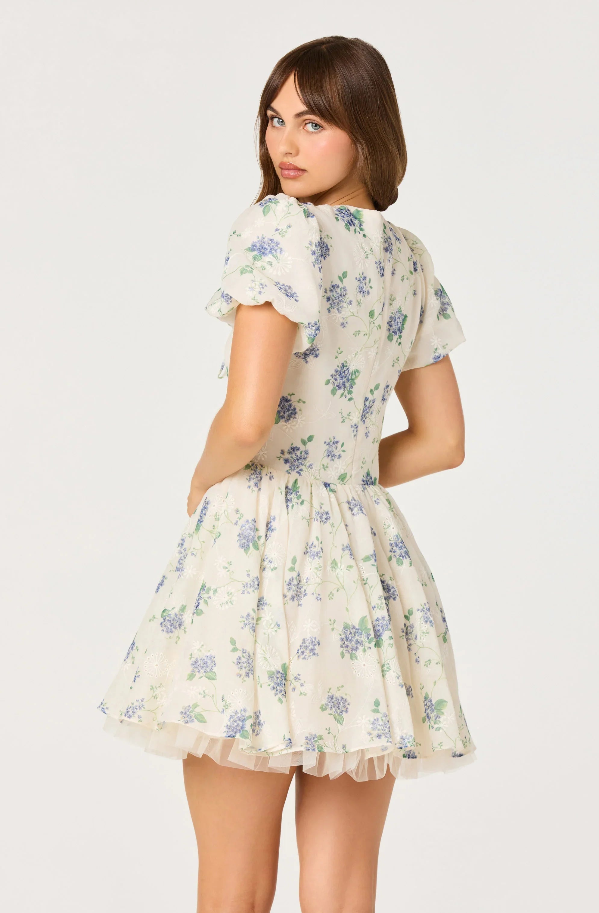 Inixyf Sommer Floral Puff Sleeve Mini Dress