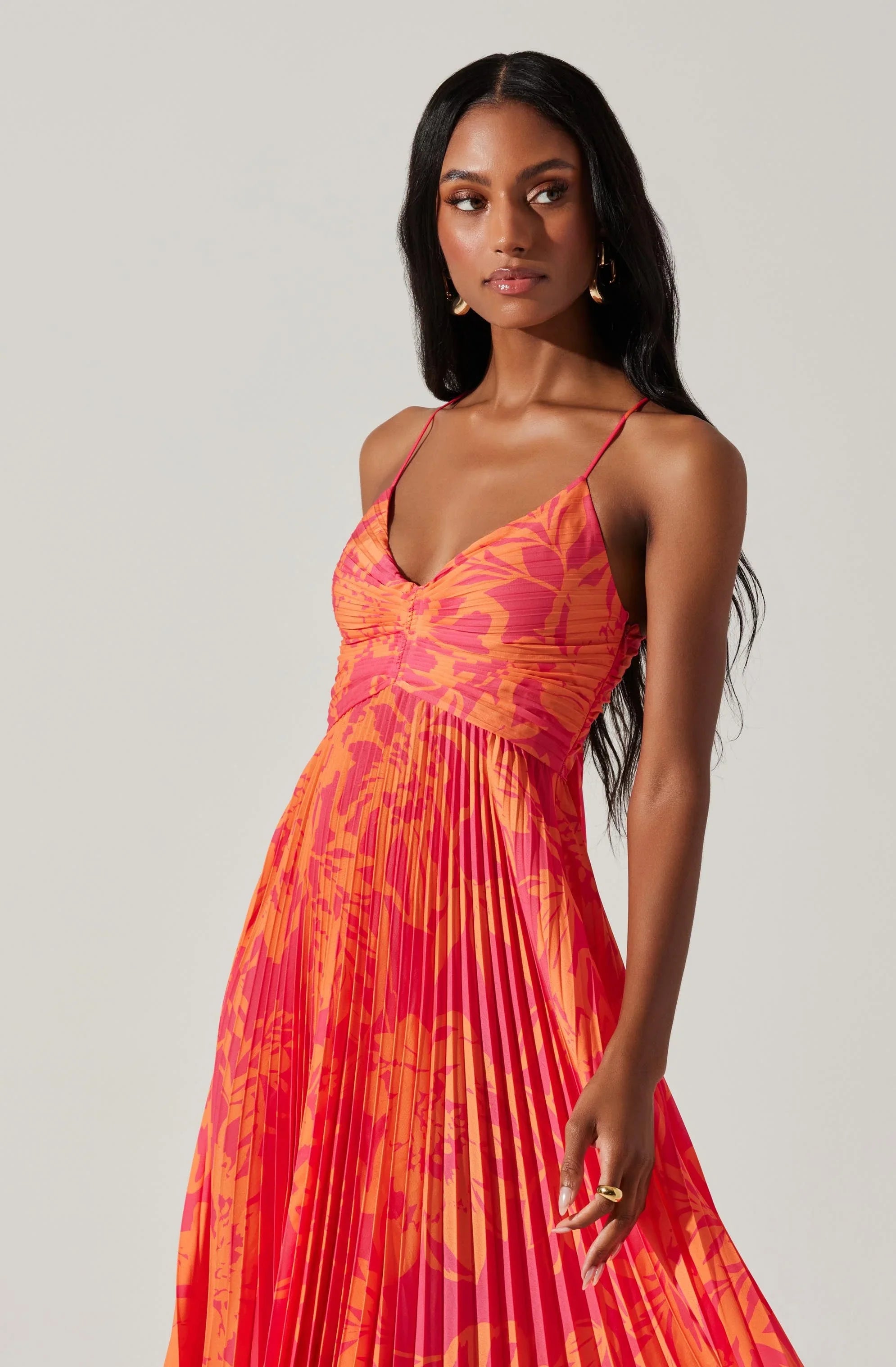 Inixyf Blythe Floral Plisse Midi Dress