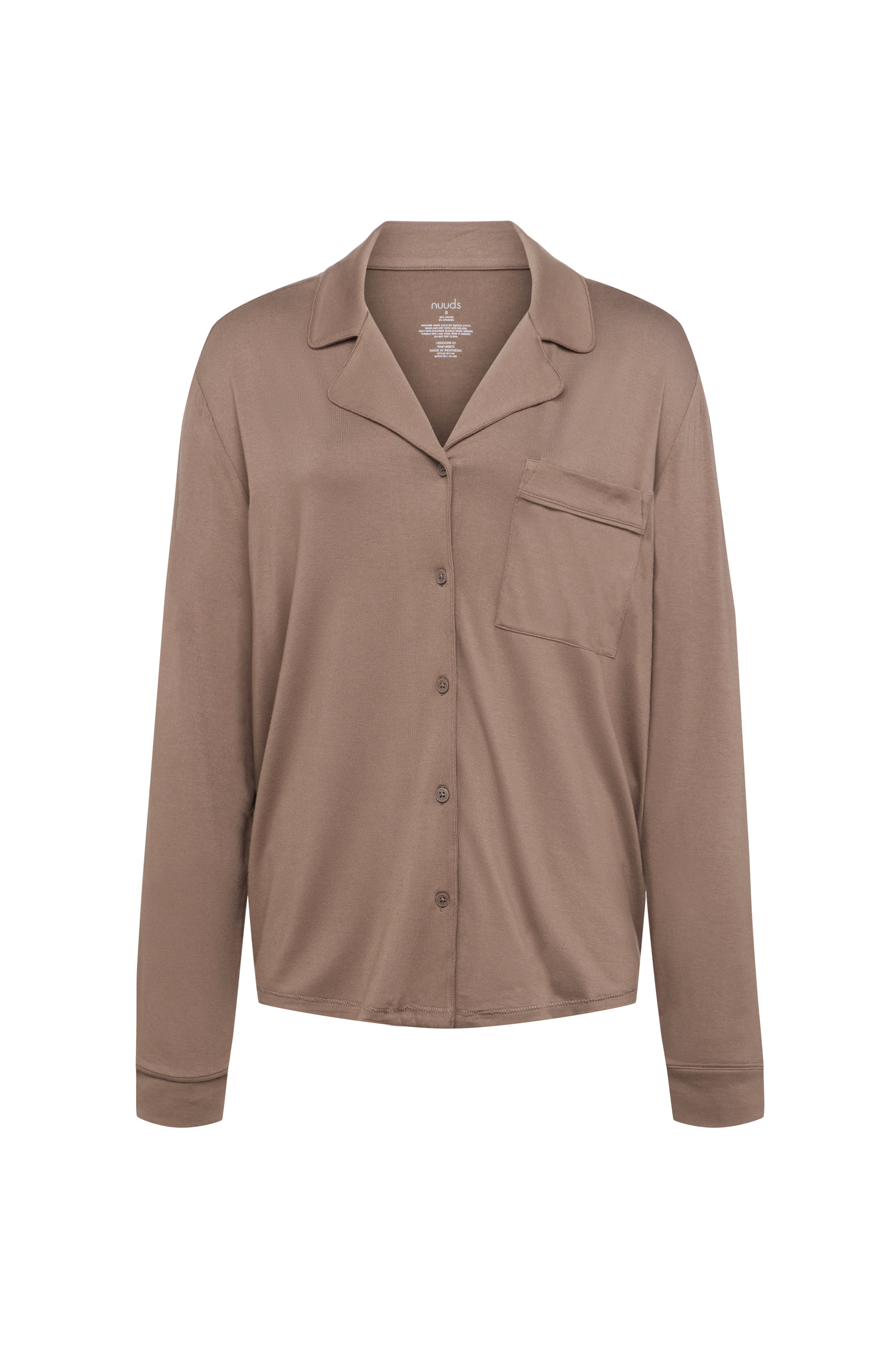 Long Sleeve Button-Up Pajama Shirt | Cocoa