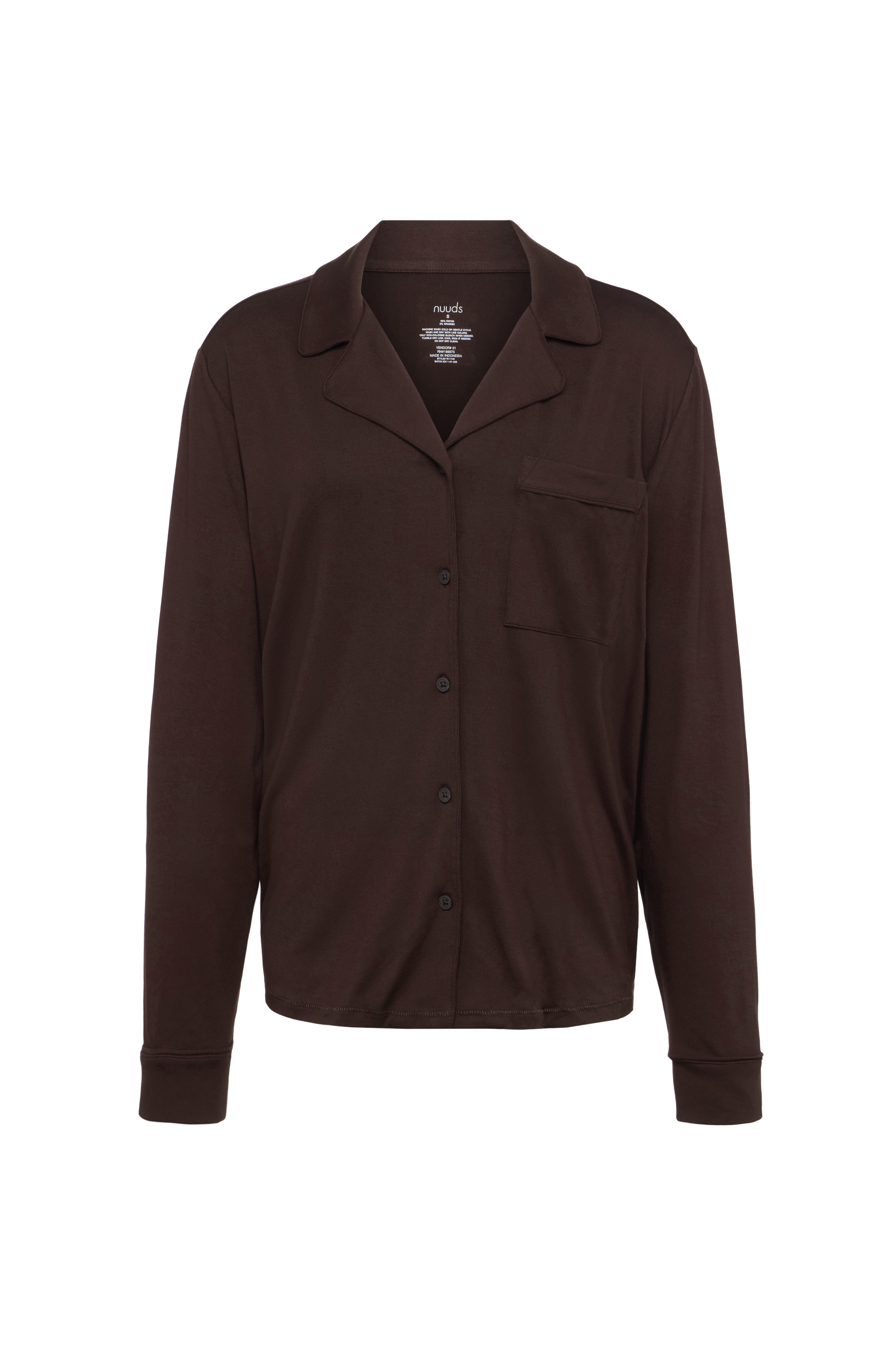 Long Sleeve Button-Up Pajama Shirt | Espresso