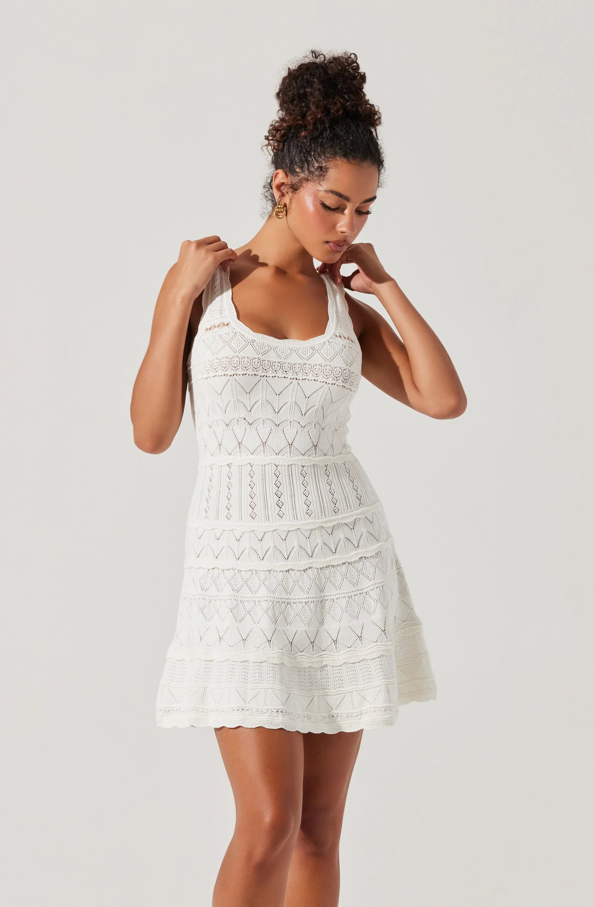 Lbruh Shereena Pointelle Sweater Mini Dress