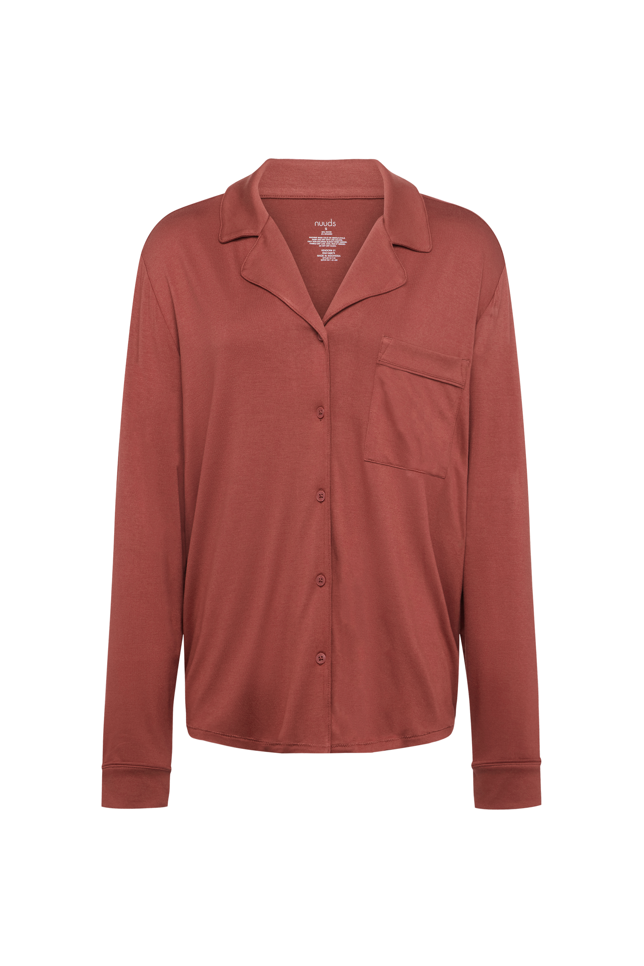 Long Sleeve Button-Up Pajama Shirt | Mauve