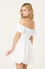 Lbruh Off Shoulder Floral Jacquard Bubble Dress
