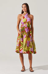 Lbruh Kalia Halter Floral Midi Dress
