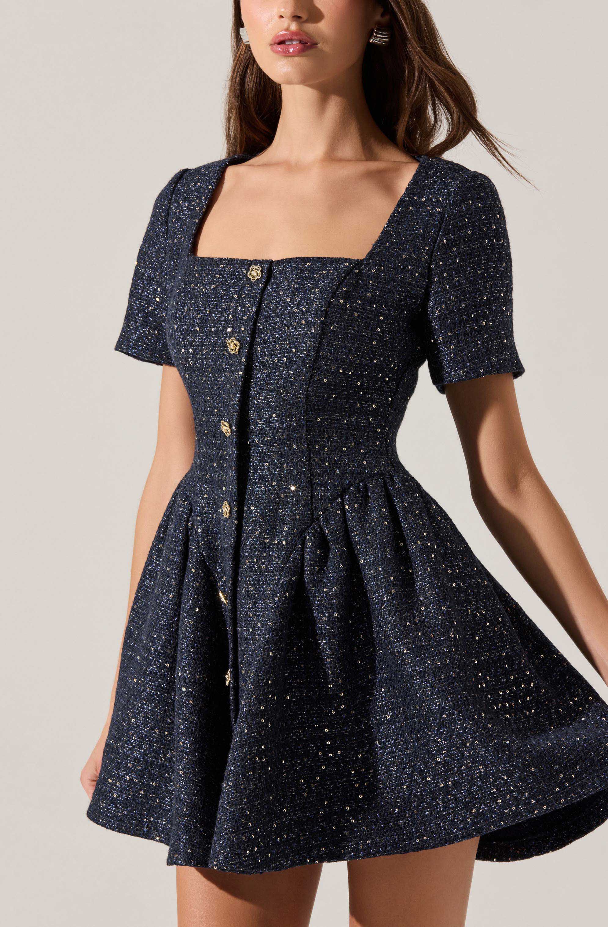 Lbruh Janel Tweed Mini Skater Dress