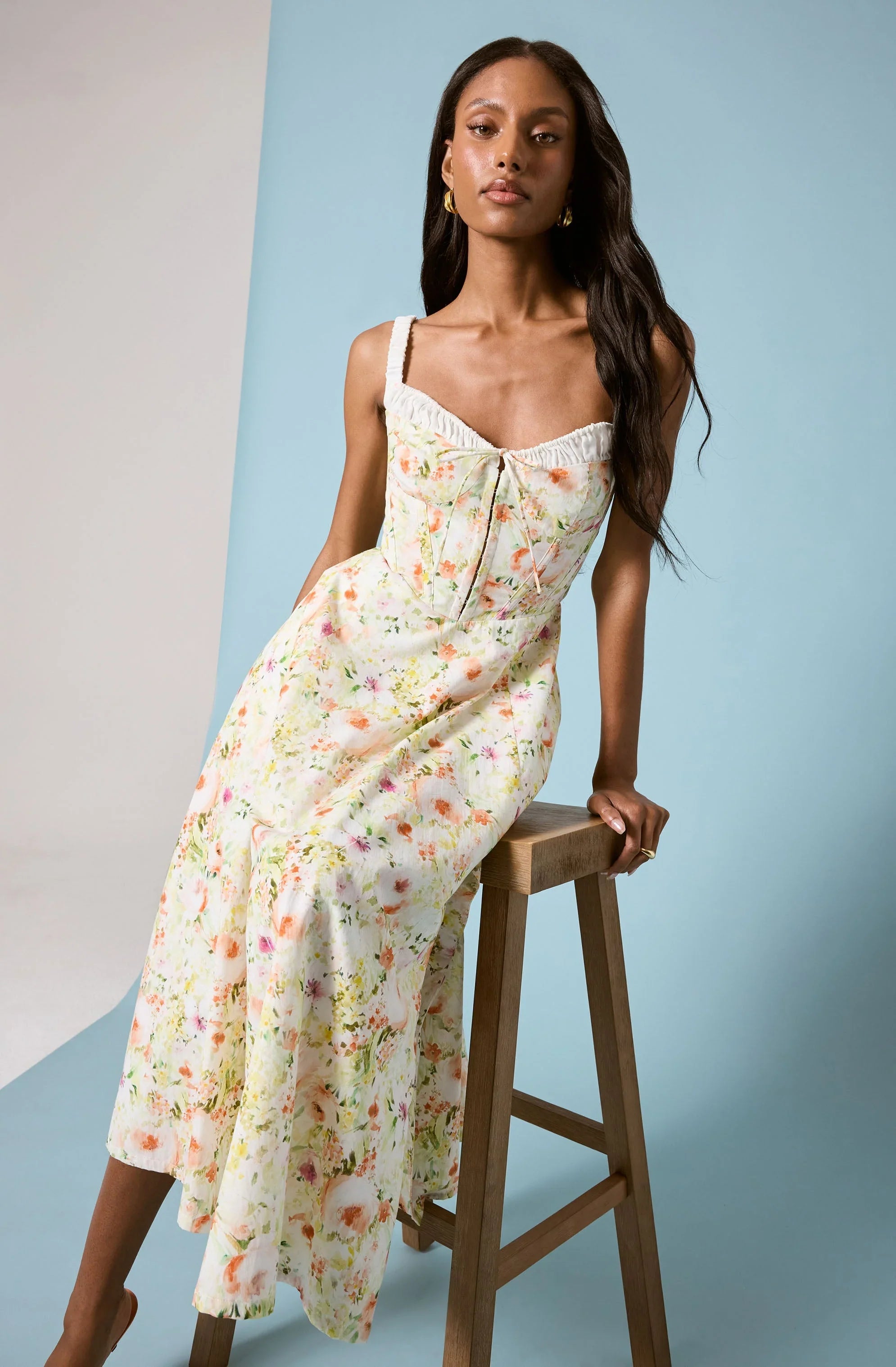 Lbruh Julietta Floral Corset Midi Dress