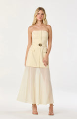 Lbruh Strapless Contrast Belted Dress