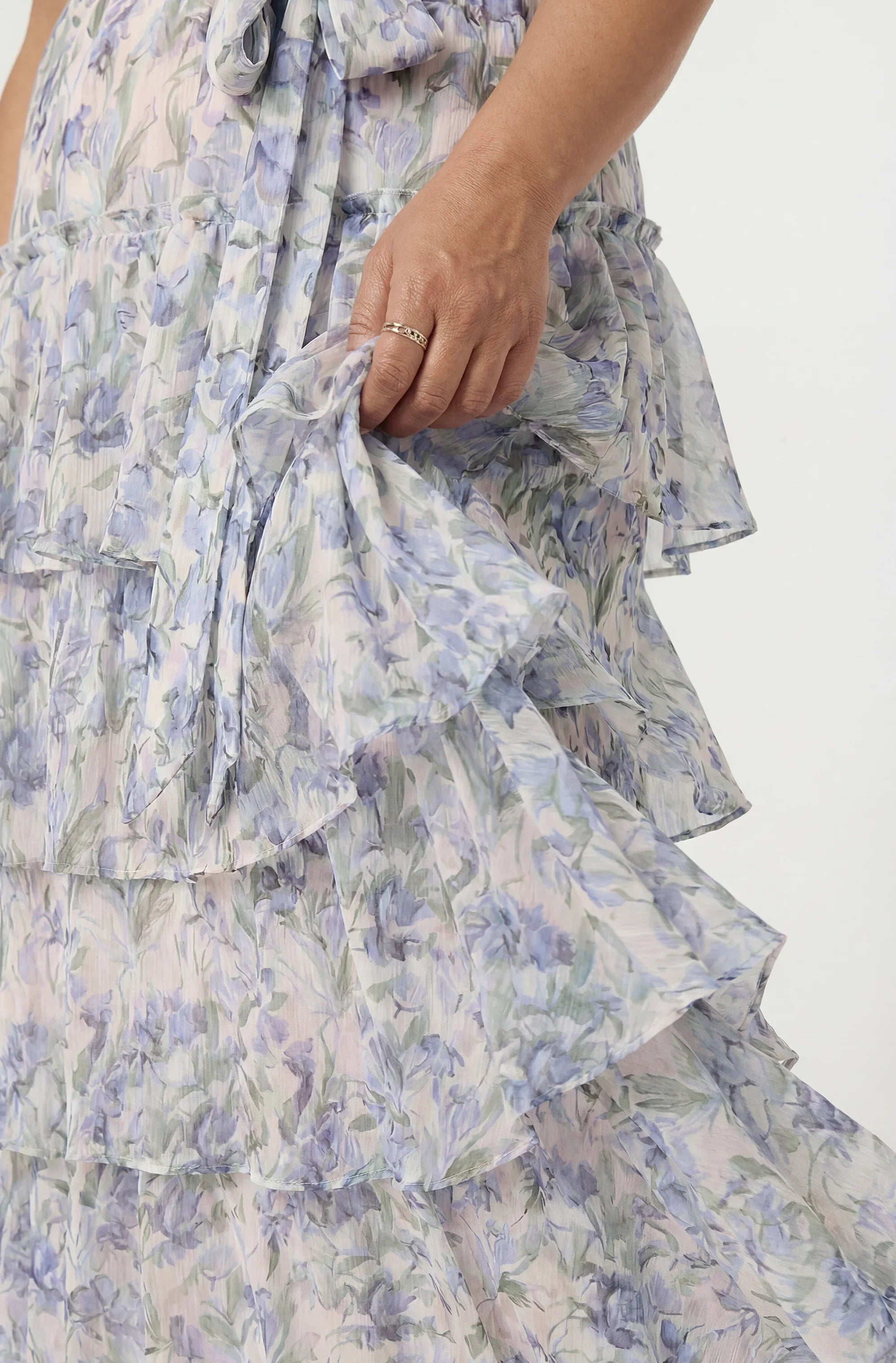 Lbruh Adamaris Floral Halter Tiered Ruffle Maxi Dress