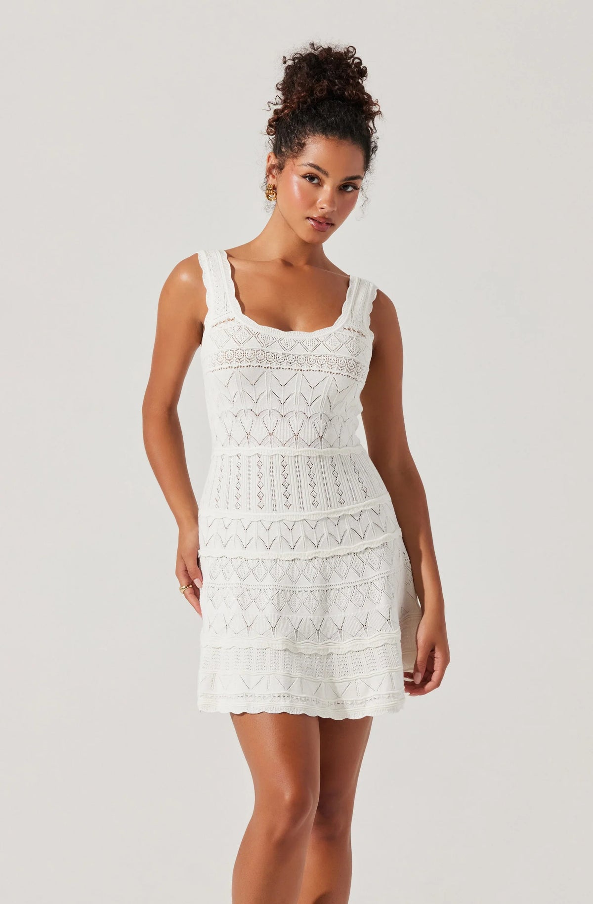 Lbruh Shereena Pointelle Sweater Mini Dress