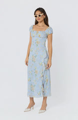 Inixyf Florence Floral Puff Sleeve Midi Dress