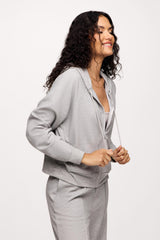 Performance Waffle Zip-Up Hoodie | Heather Grey