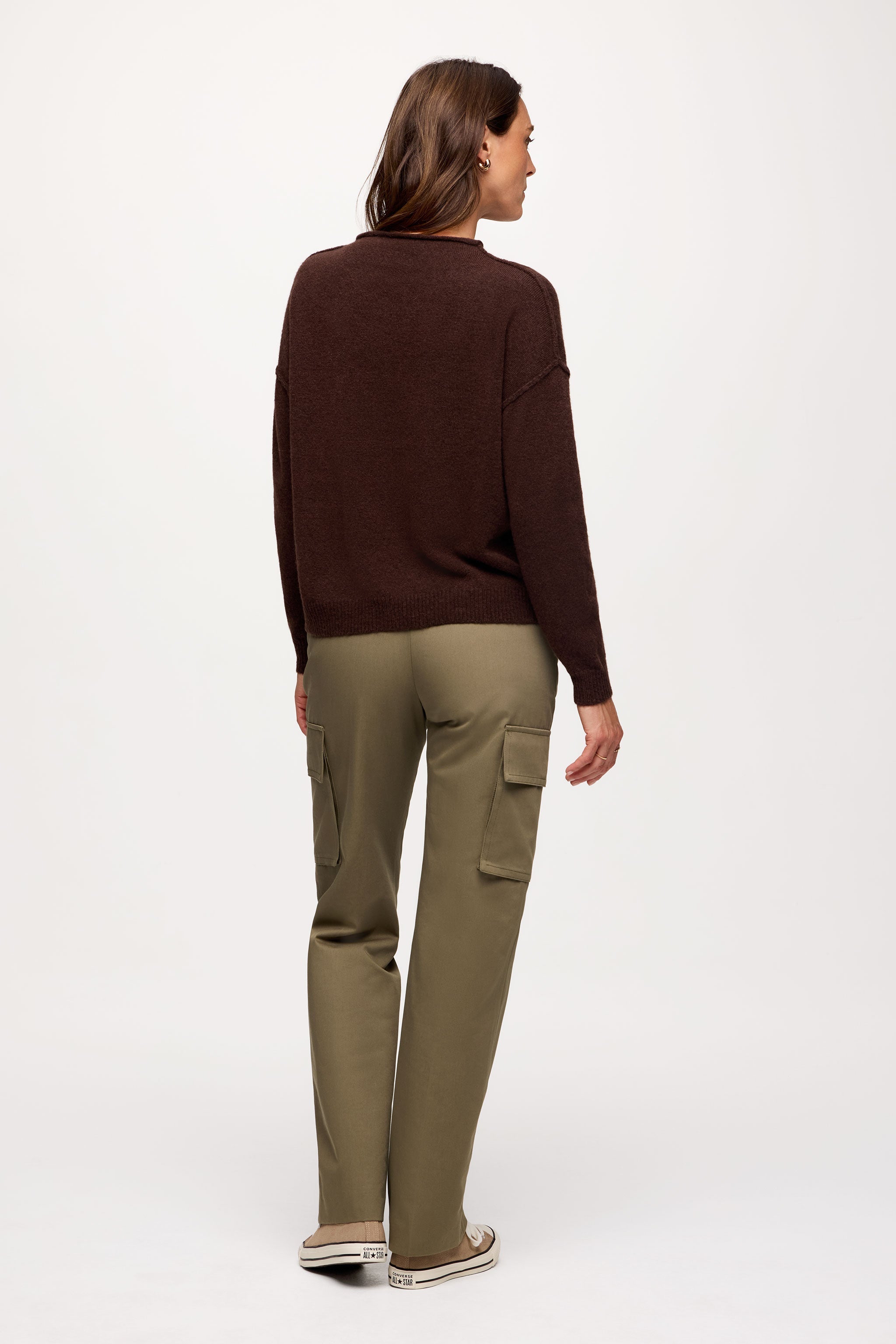 Cozy Knit Mockneck Sweater | Heather Espresso