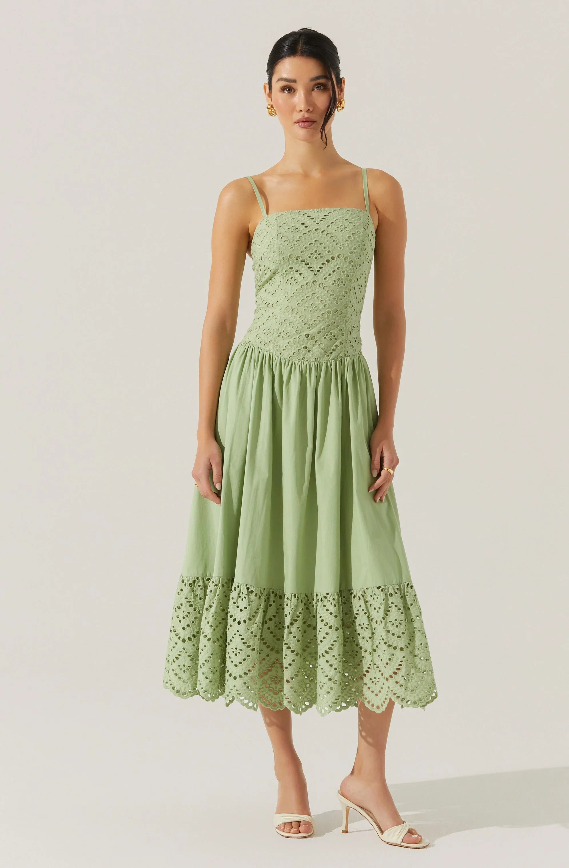 Lbruh Nathalia Eyelet Midi Dress