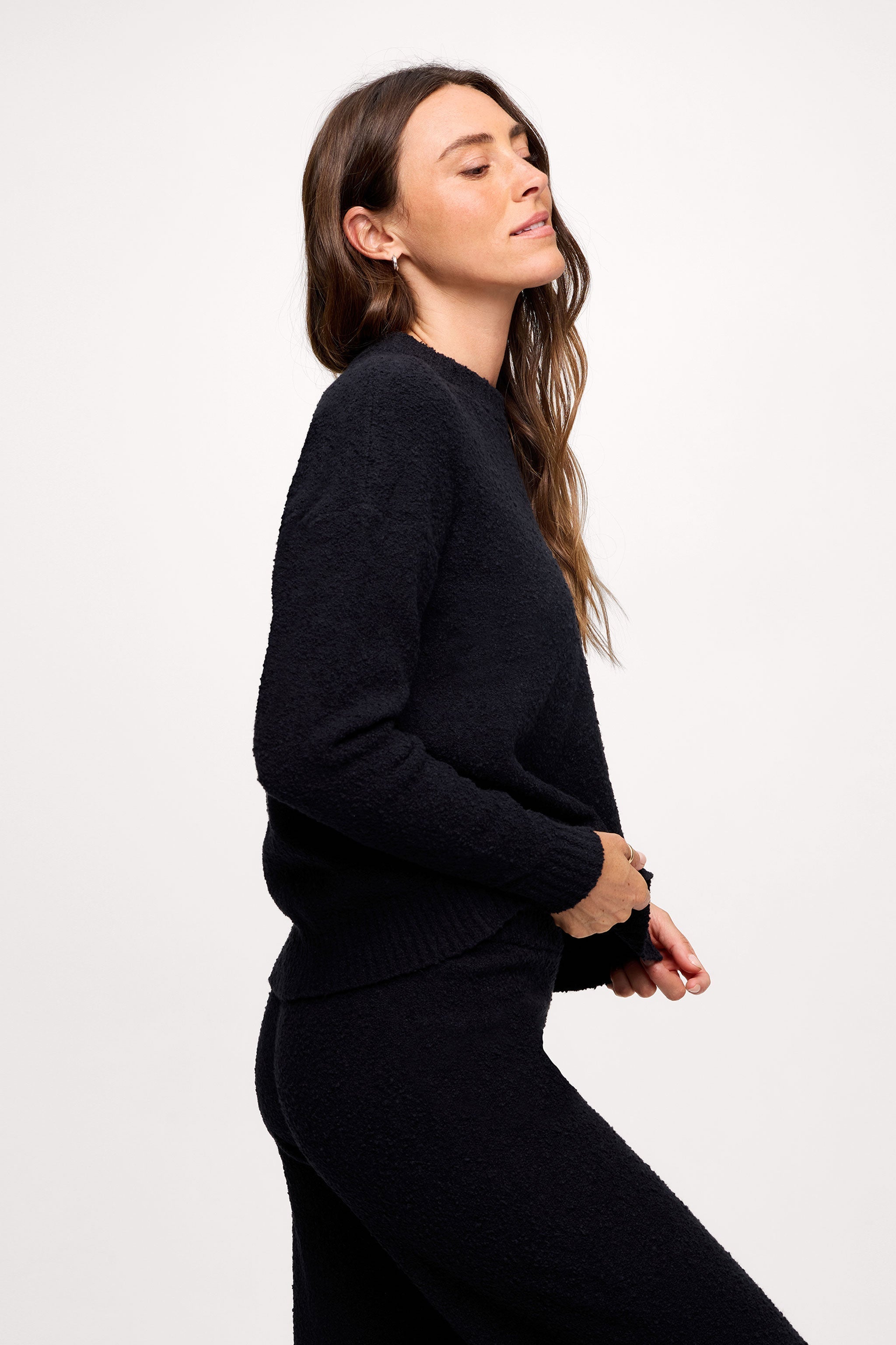 Boucle Crewneck Sweater | Black